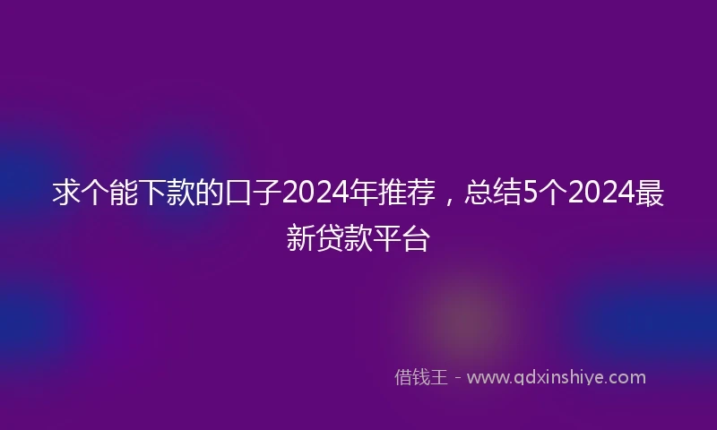 求个能下款的口子2024年推荐，总结5个2024最新贷款平台