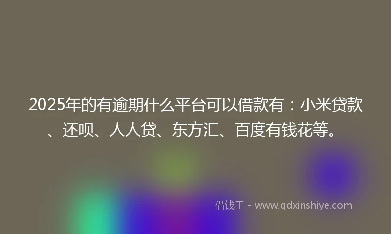 2025年的有逾期什么平台可以借款有：小米贷款、还呗、人人贷、东方汇、百度有钱花等。