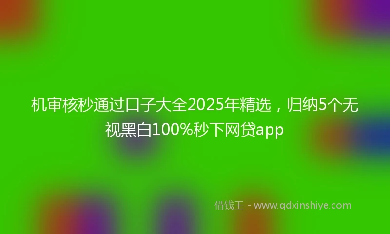 机审核秒通过口子大全2025年精选，归纳5个无视黑白100%秒下网贷app