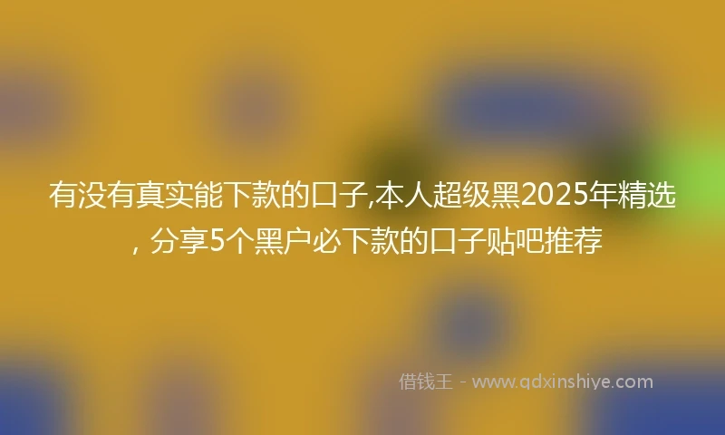 有没有真实能下款的口子,本人超级黑2025年精选，分享5个黑户必下款的口子贴吧推荐