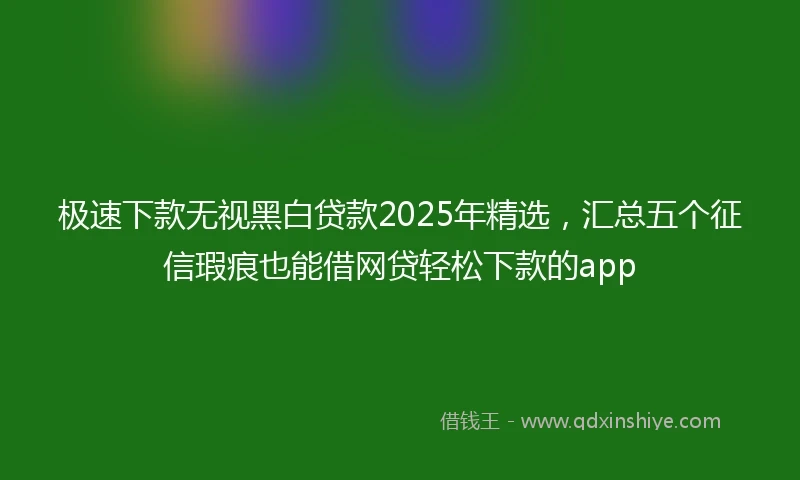 极速下款无视黑白贷款2025年精选，汇总五个征信瑕疵也能借网贷轻松下款的app