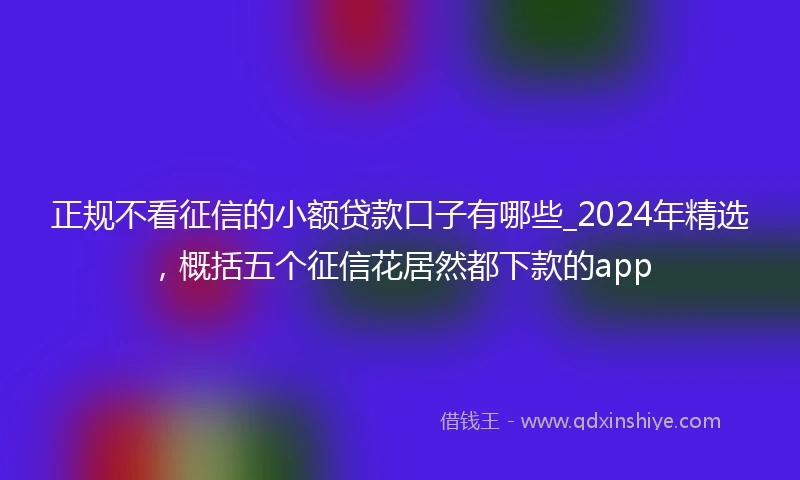 正规不看征信的小额贷款口子有哪些_2024年精选，概括五个征信花居然都下款的app