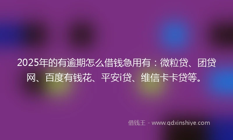 2025年的有逾期怎么借钱急用有：微粒贷、团贷网、百度有钱花、平安i贷、维信卡卡贷等。