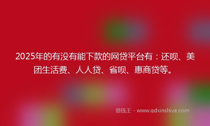 2025年的有没有能下款的网贷平台有：还呗、美团生活费、人人贷、省呗、惠商贷等。