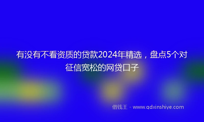 有没有不看资质的贷款2024年精选，盘点5个对征信宽松的网贷口子