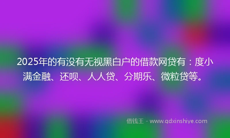 2025年的有没有无视黑白户的借款网贷有：度小满金融、还呗、人人贷、分期乐、微粒贷等。