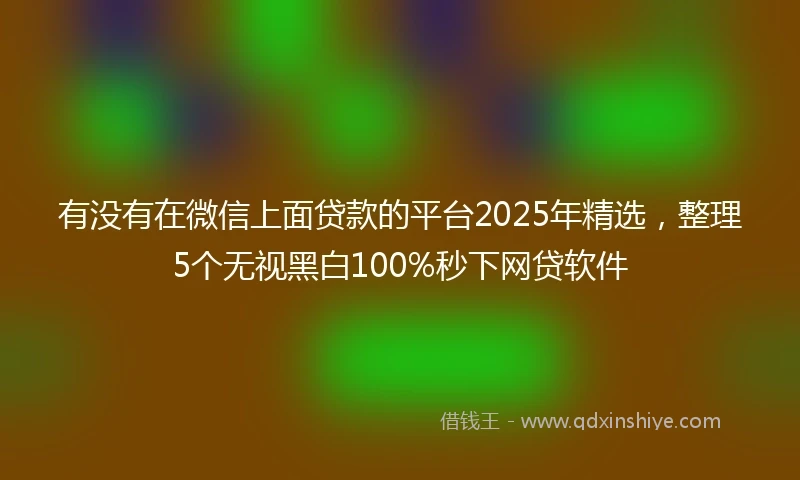 有没有在微信上面贷款的平台2025年精选，整理5个无视黑白100%秒下网贷软件