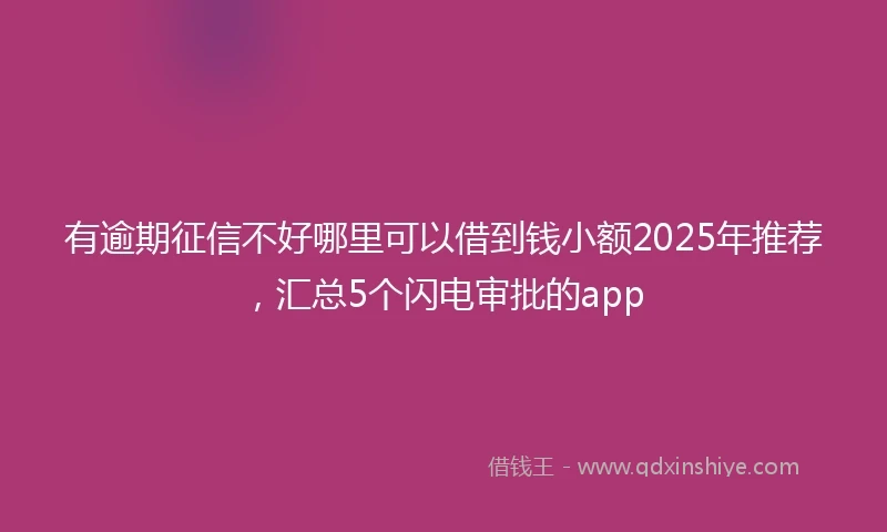 有逾期征信不好哪里可以借到钱小额2025年推荐，汇总5个闪电审批的app