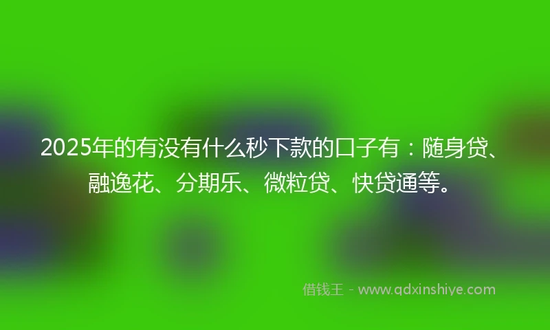 2025年的有没有什么秒下款的口子有：随身贷、融逸花、分期乐、微粒贷、快贷通等。