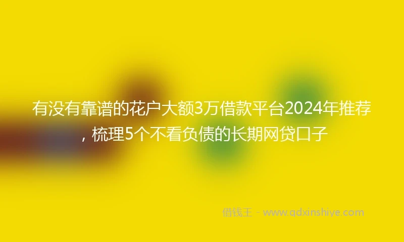 有没有靠谱的花户大额3万借款平台2024年推荐，梳理5个不看负债的长期网贷口子