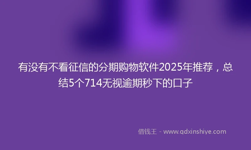 有没有不看征信的分期购物软件2025年推荐，总结5个714无视逾期秒下的口子