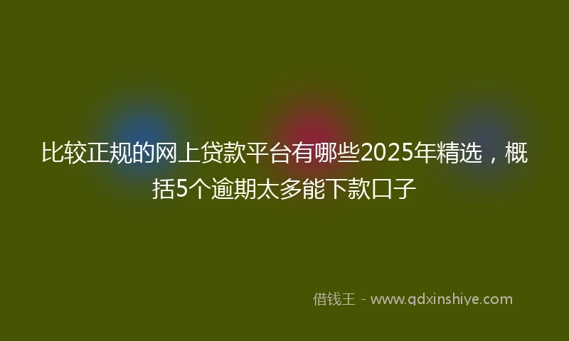 比较正规的网上贷款平台有哪些2025年精选，概括5个逾期太多能下款口子