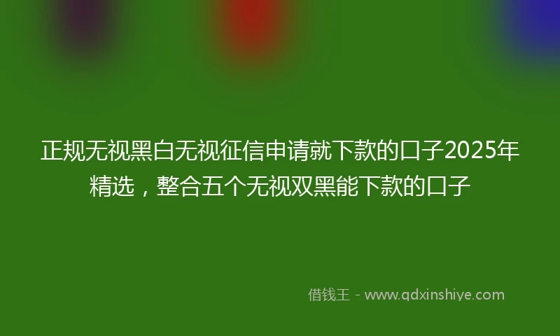正规无视黑白无视征信申请就下款的口子2025年精选，整合五个无视双黑能下款的口子