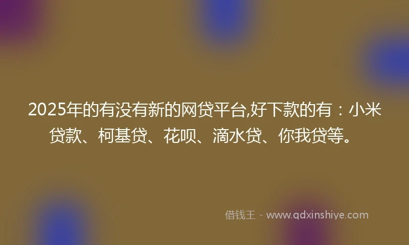 2025年的有没有新的网贷平台,好下款的有：小米贷款、柯基贷、花呗、滴水贷、你我贷等。