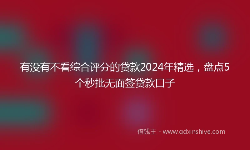 有没有不看综合评分的贷款2024年精选，盘点5个秒批无面签贷款口子