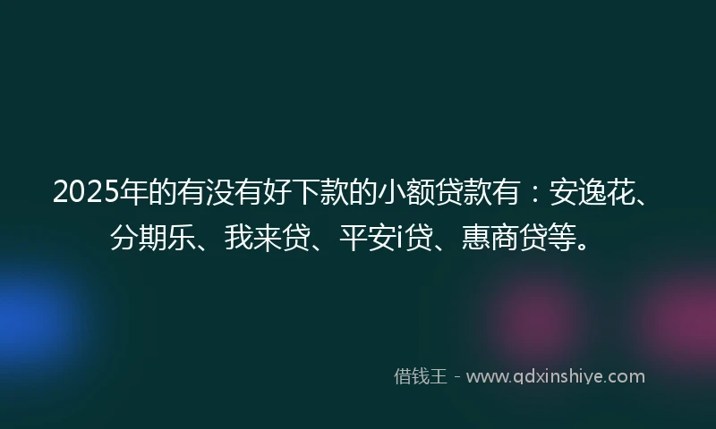 2025年的有没有好下款的小额贷款有：安逸花、分期乐、我来贷、平安i贷、惠商贷等。