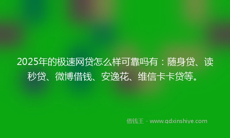 2025年的极速网贷怎么样可靠吗有：随身贷、读秒贷、微博借钱、安逸花、维信卡卡贷等。