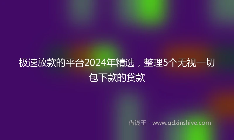 极速放款的平台2024年精选，整理5个无视一切包下款的贷款
