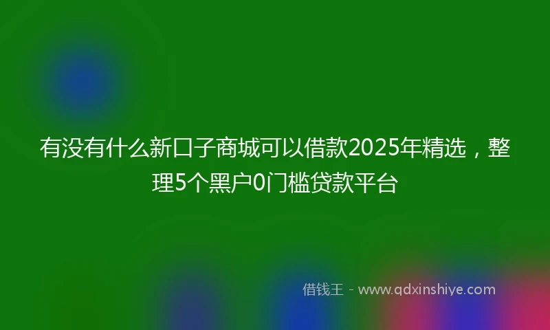 有没有什么新口子商城可以借款2025年精选，整理5个黑户0门槛贷款平台