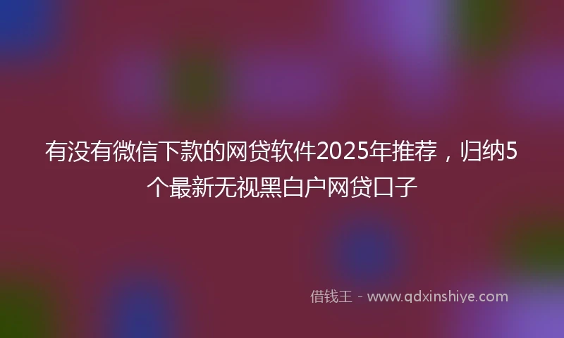 有没有微信下款的网贷软件2025年推荐，归纳5个最新无视黑白户网贷口子