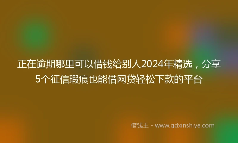 正在逾期哪里可以借钱给别人2024年精选，分享5个征信瑕疵也能借网贷轻松下款的平台