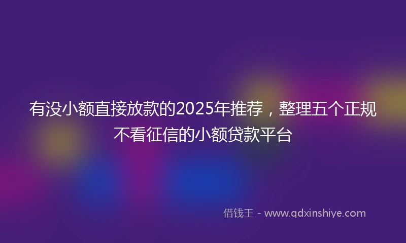 有没小额直接放款的2025年推荐，整理五个正规不看征信的小额贷款平台