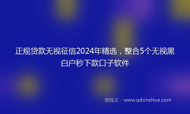 正规贷款无视征信2024年精选，整合5个无视黑白户秒下款口子软件