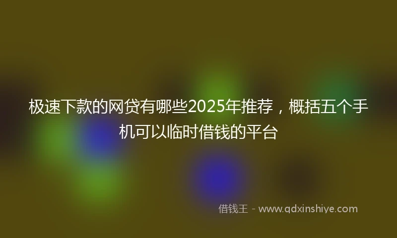 极速下款的网贷有哪些2025年推荐，概括五个手机可以临时借钱的平台