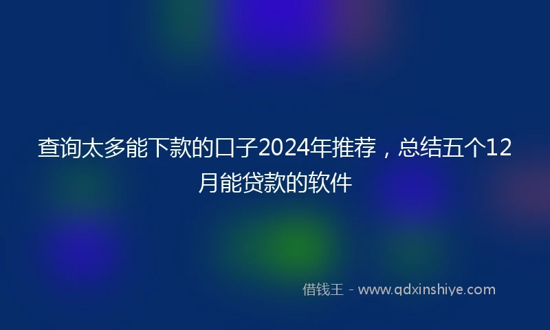查询太多能下款的口子2024年推荐，总结五个12月能贷款的软件