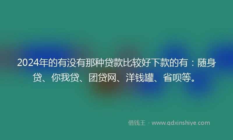 2024年的有没有那种贷款比较好下款的有：随身贷、你我贷、团贷网、洋钱罐、省呗等。