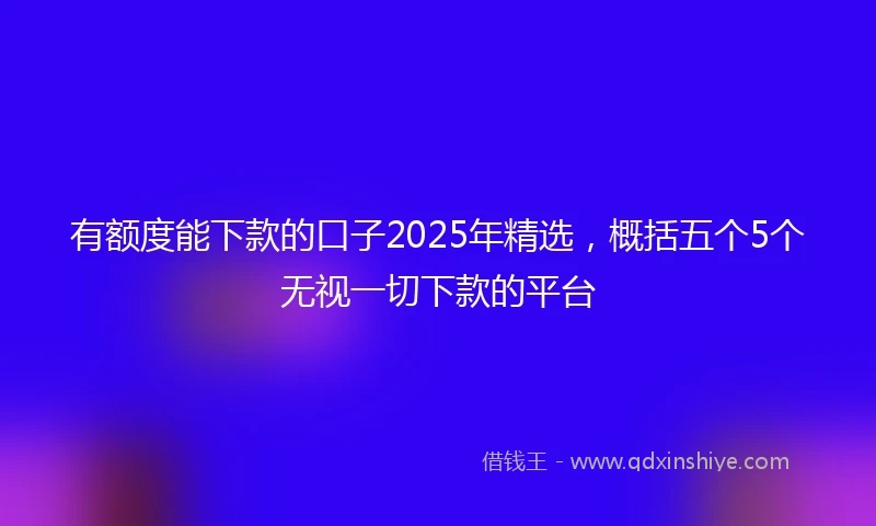 有额度能下款的口子2025年精选，概括五个5个无视一切下款的平台