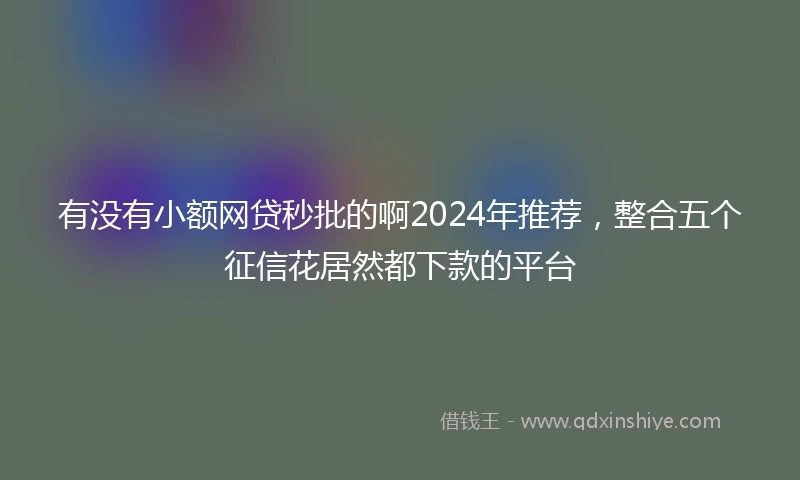 有没有小额网贷秒批的啊2024年推荐，整合五个征信花居然都下款的平台