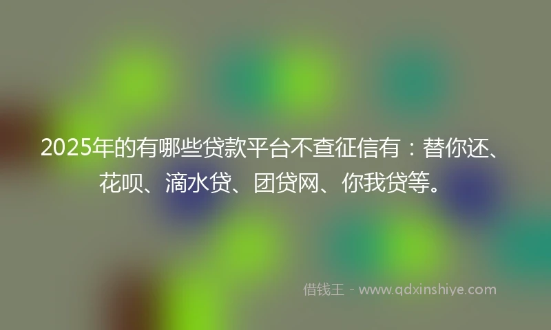 2025年的有哪些贷款平台不查征信有：替你还、花呗、滴水贷、团贷网、你我贷等。