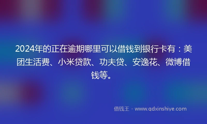 2024年的正在逾期哪里可以借钱到银行卡有：美团生活费、小米贷款、功夫贷、安逸花、微博借钱等。