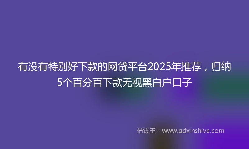 有没有特别好下款的网贷平台2025年推荐，归纳5个百分百下款无视黑白户口子