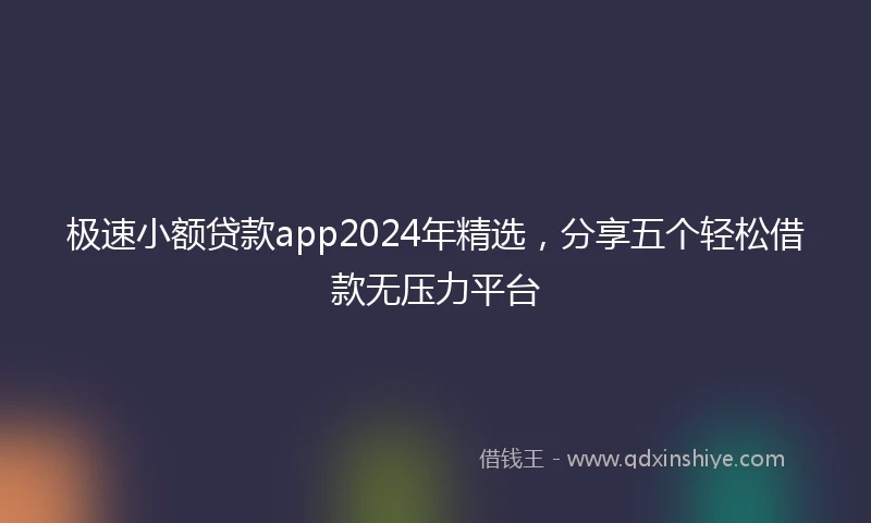极速小额贷款app2024年精选，分享五个轻松借款无压力平台