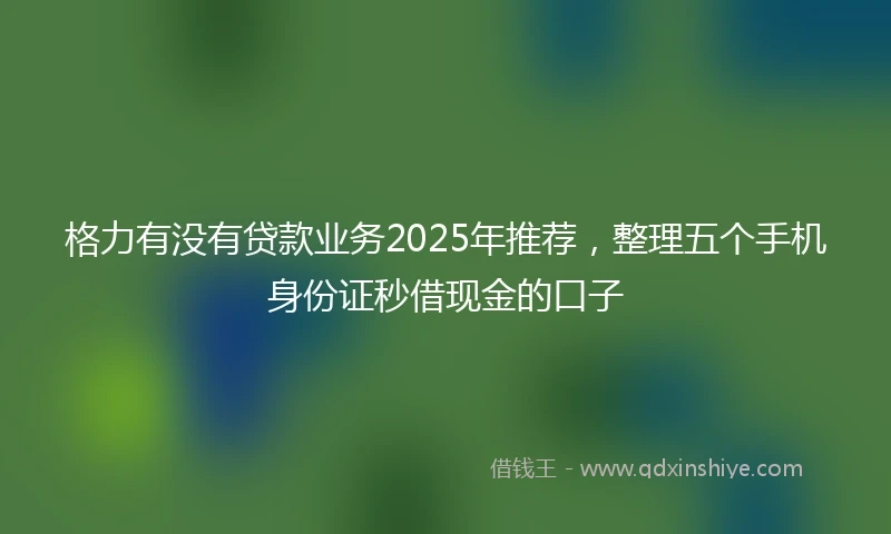 格力有没有贷款业务2025年推荐，整理五个手机身份证秒借现金的口子