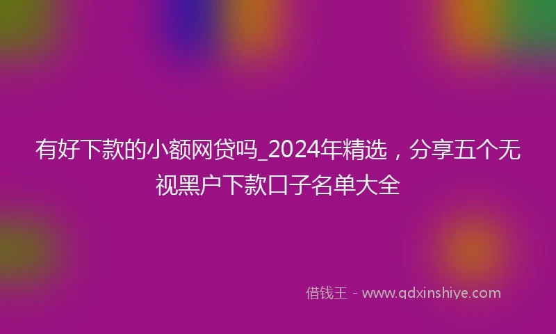 有好下款的小额网贷吗_2024年精选，分享五个无视黑户下款口子名单大全