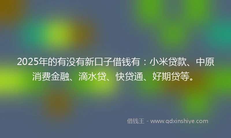 2025年的有没有新口子借钱有：小米贷款、中原消费金融、滴水贷、快贷通、好期贷等。