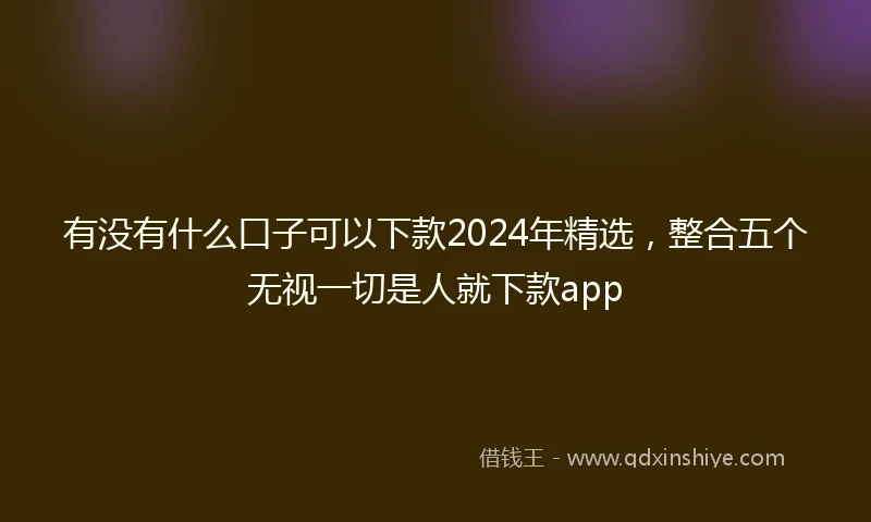 有没有什么口子可以下款2024年精选，整合五个无视一切是人就下款app