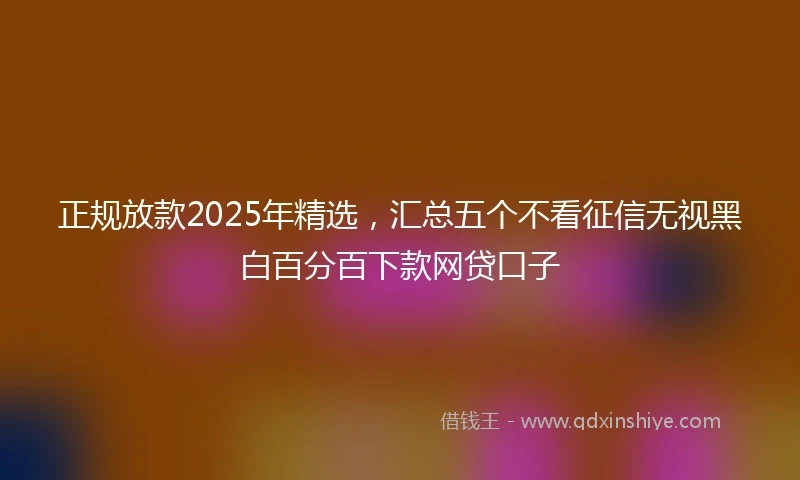 正规放款2025年精选，汇总五个不看征信无视黑白百分百下款网贷口子