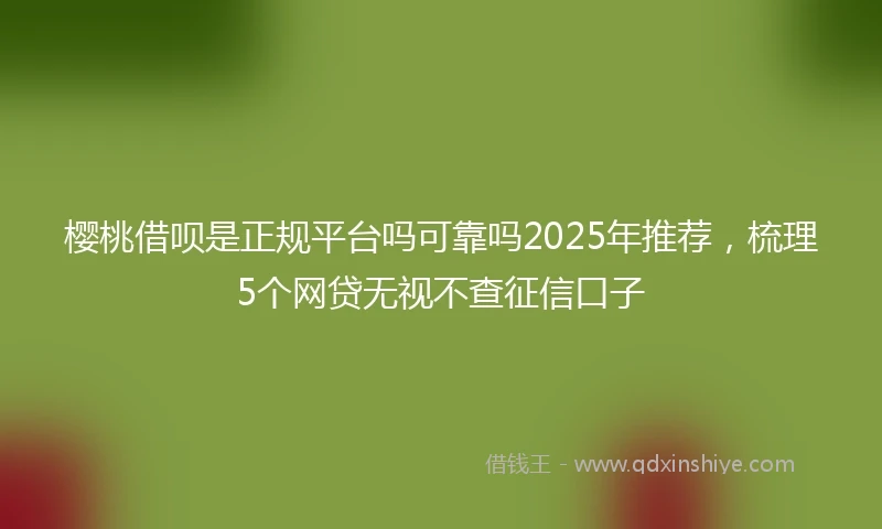 樱桃借呗是正规平台吗可靠吗2025年推荐，梳理5个网贷无视不查征信口子