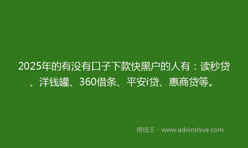 2025年的有没有口子下款快黑户的人有：读秒贷、洋钱罐、360借条、平安i贷、惠商贷等。