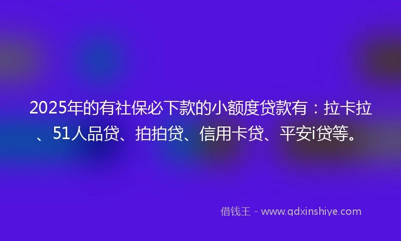 2025年的有社保必下款的小额度贷款有：拉卡拉、51人品贷、拍拍贷、信用卡贷、平安i贷等。