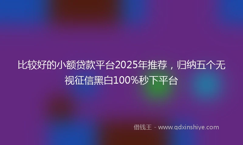 比较好的小额贷款平台2025年推荐，归纳五个无视征信黑白100%秒下平台