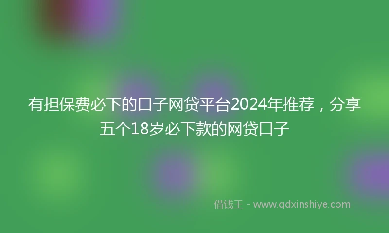 有担保费必下的口子网贷平台2024年推荐，分享五个18岁必下款的网贷口子