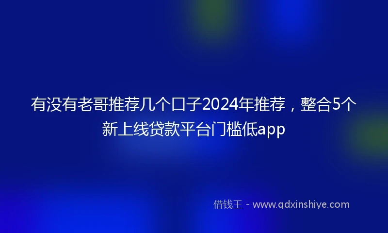 有没有老哥推荐几个口子2024年推荐，整合5个新上线贷款平台门槛低app
