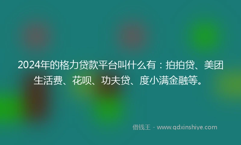 2024年的格力贷款平台叫什么有：拍拍贷、美团生活费、花呗、功夫贷、度小满金融等。