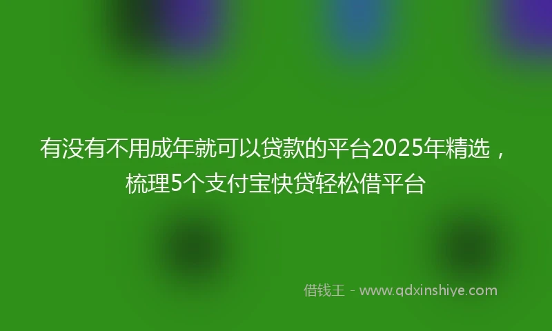 有没有不用成年就可以贷款的平台2025年精选，梳理5个支付宝快贷轻松借平台