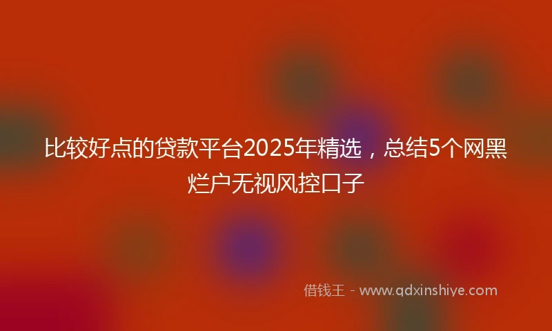比较好点的贷款平台2025年精选，总结5个网黑烂户无视风控口子